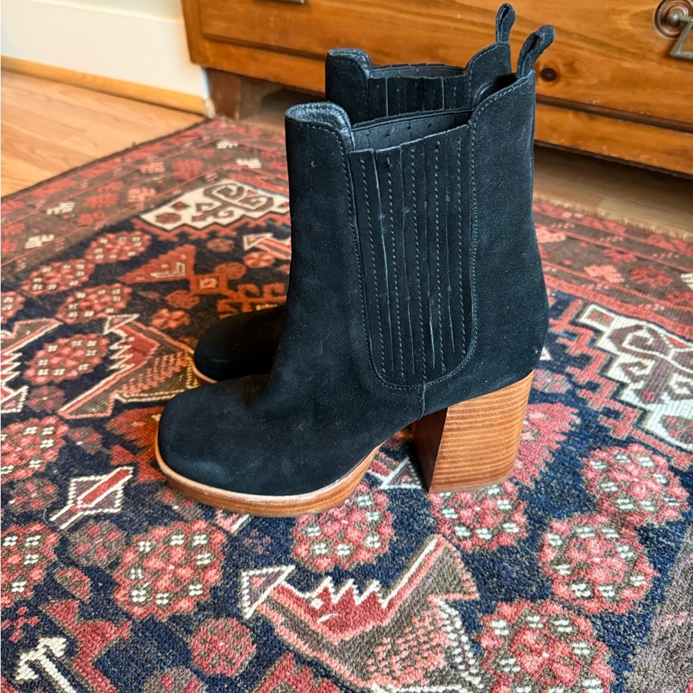 Kelsi Dagger Black Suede Ankle Boots